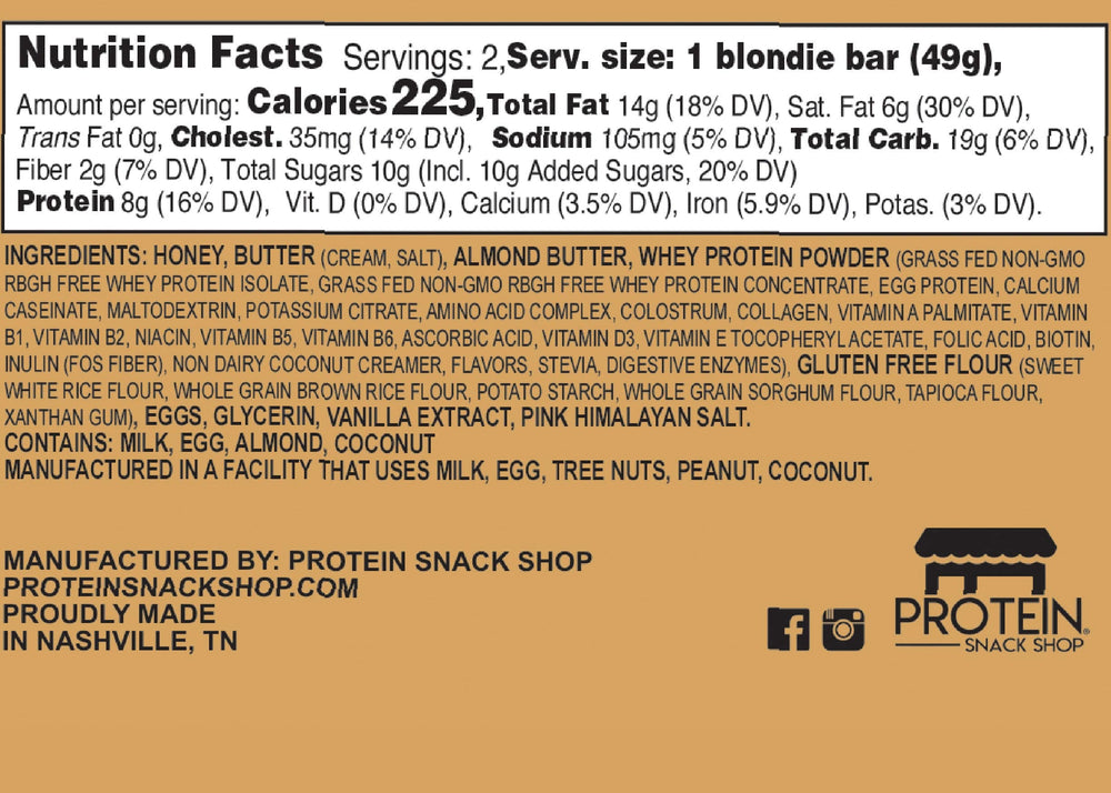 Gourmet Protein Blondie Bar