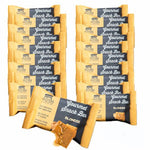 Twenty gluten-free, high-protein Blondie Bars from Protein Snack Shop arranged in rows with clean, honey-sweetened packaging.