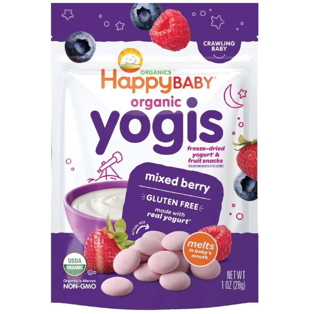 HAPPY BABY Organic Yogis Yogurt and Fruit Snacks - Mixed Berry 1 oz
