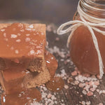 Raw picture of gourmet honey-sweetened salted caramel blondie protein snack, 5-count, gluten-free and high-protein.