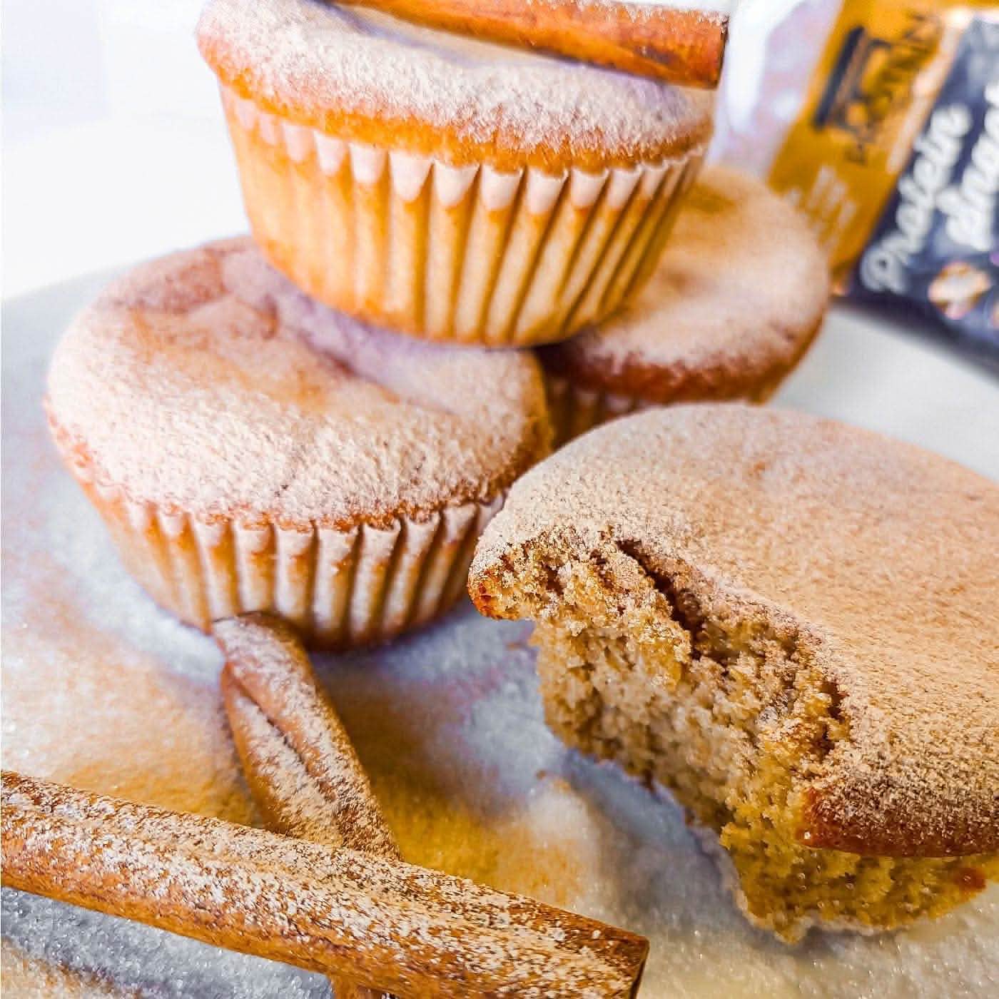 Raw picture second of gourmet low-carb cinnamon donut muffin protein snack, 5-count, gluten-free and keto-friendly.