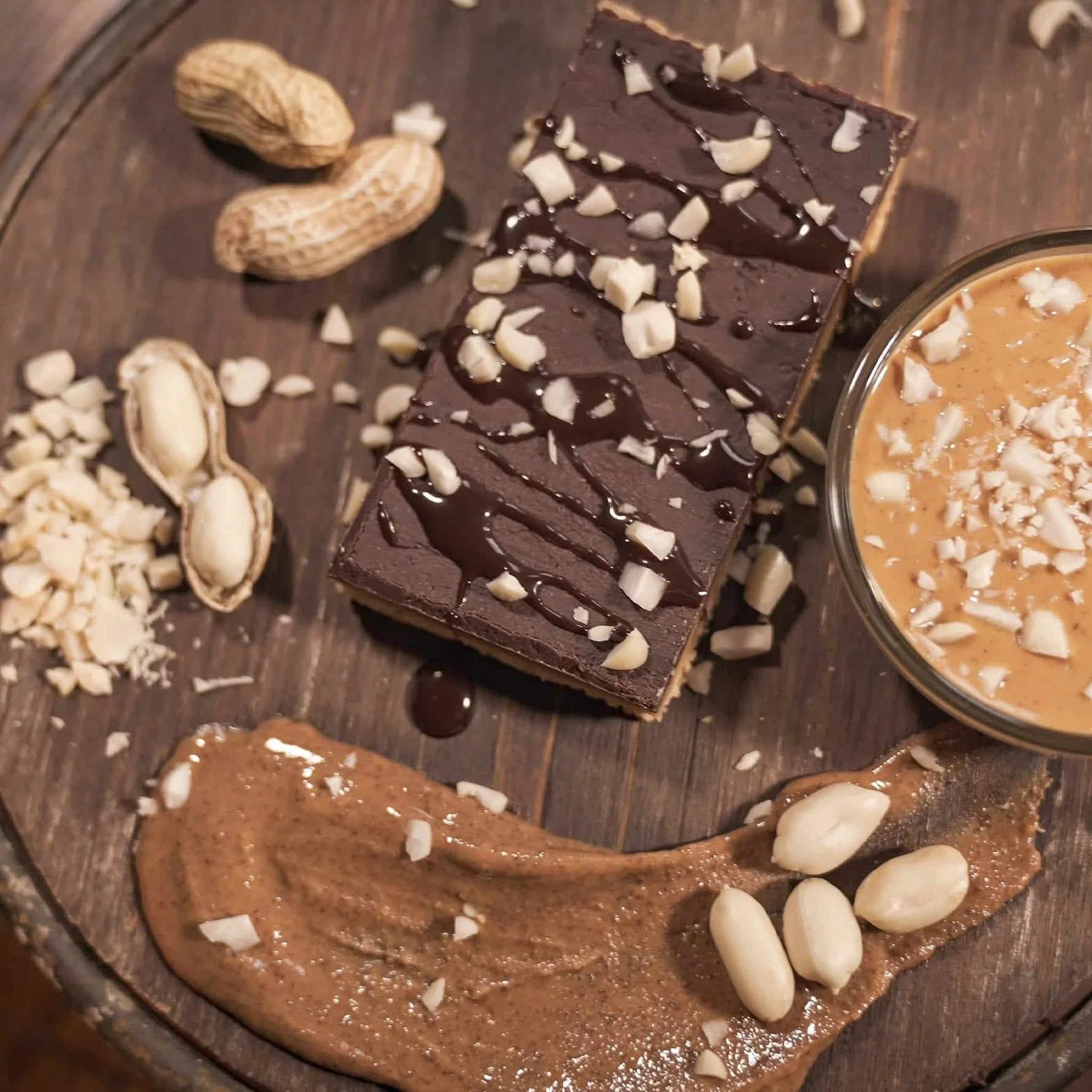Raw picture second of gourmet low-carb peanut butter bar protein snack, 5-count, gluten-free and keto-friendly.