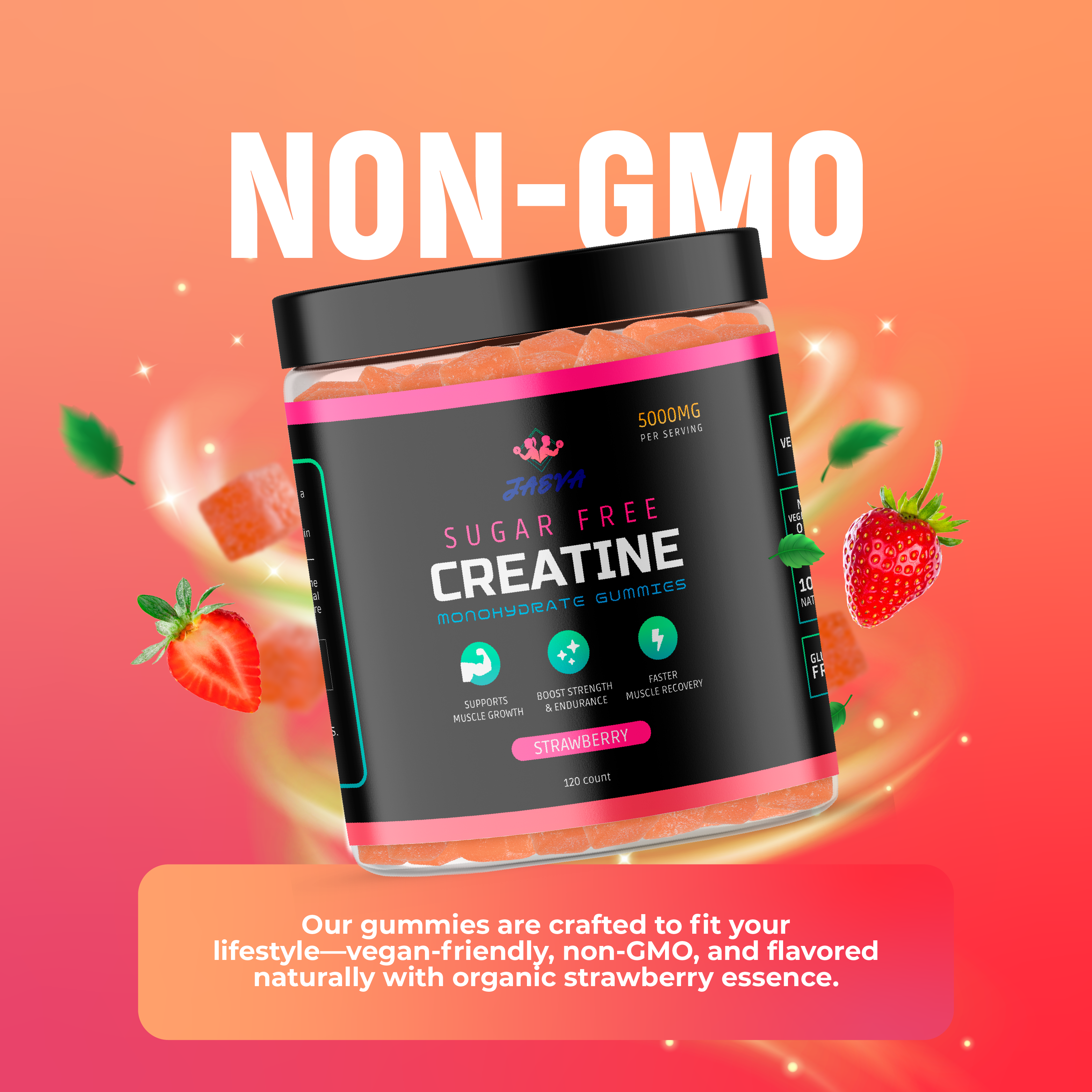 Sugar Free Creatine Monohydrate Gummies - 120 count