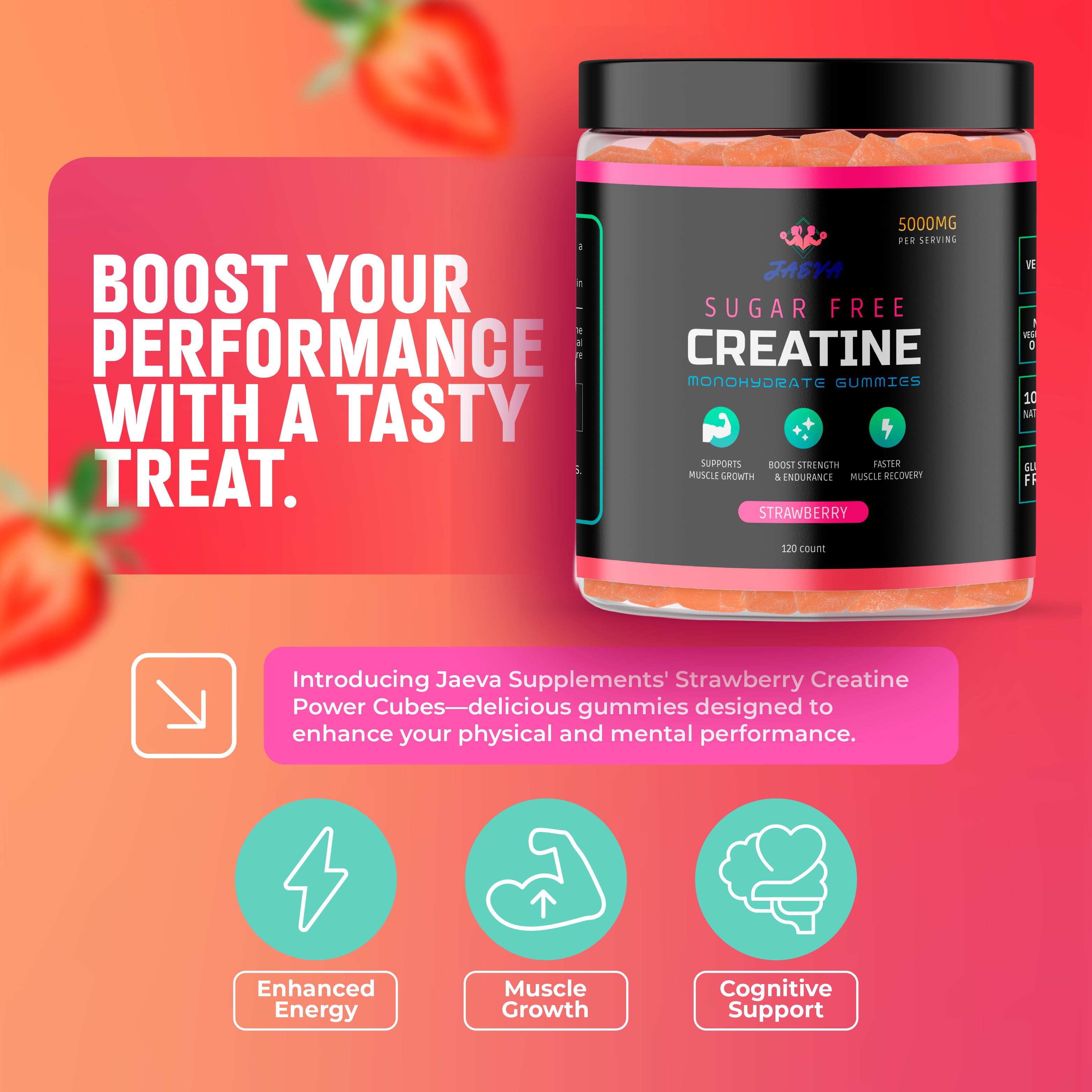 Sugar Free Creatine Monohydrate Gummies - 120 count