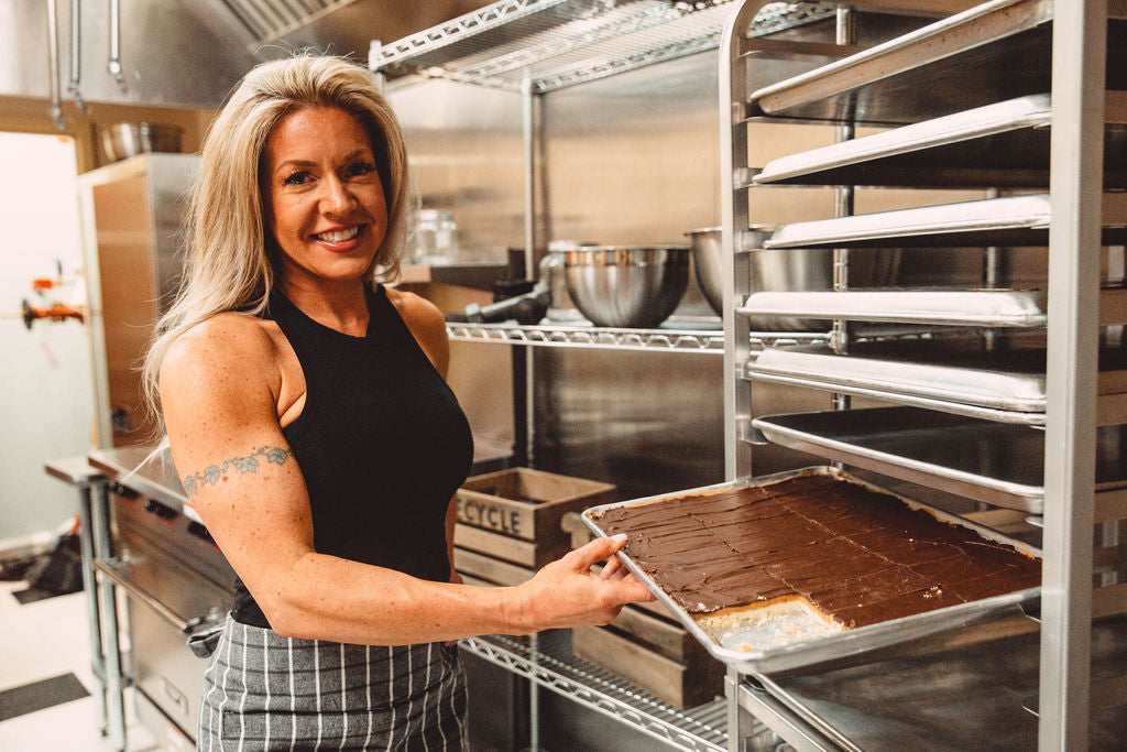 Dana from Protein Snack Shop in the kitchen