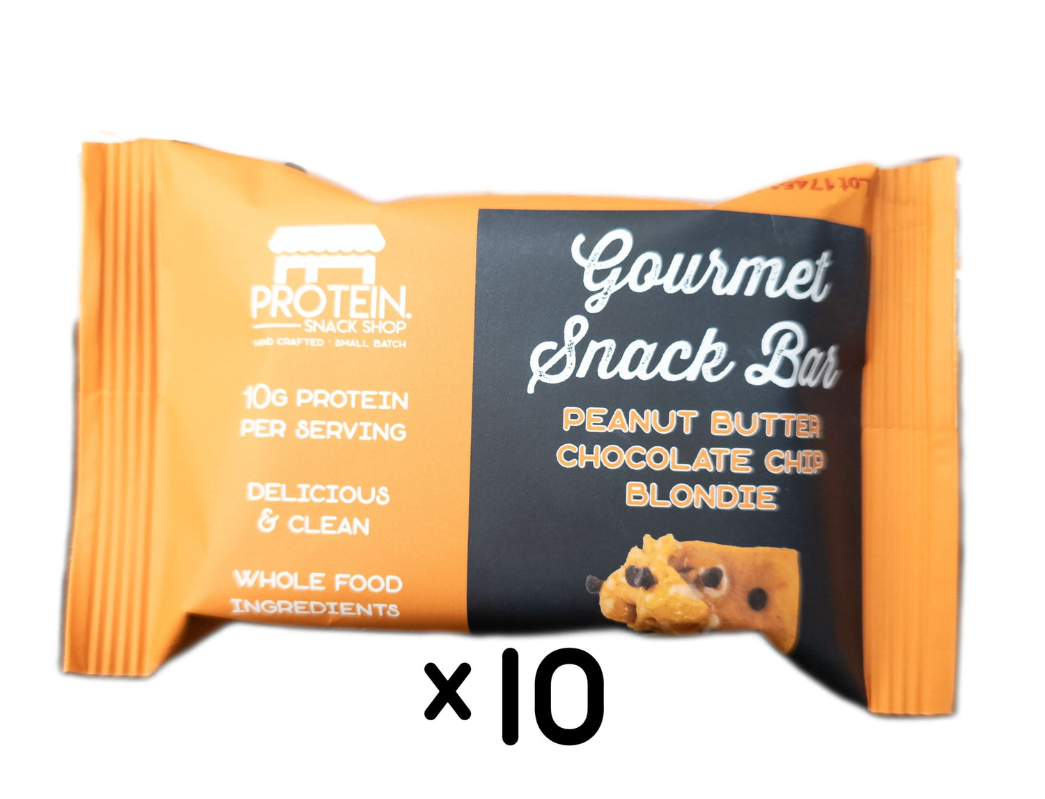 Peanut Butter Chocolate Chip Blondie, 10-Ct, Honey Sweetened, Gluten-Free, Protein Snack Bar