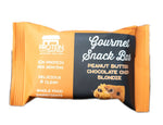 Peanut butter chocolate chip blondie bar in orange packaging with clean, high-protein ingredients.