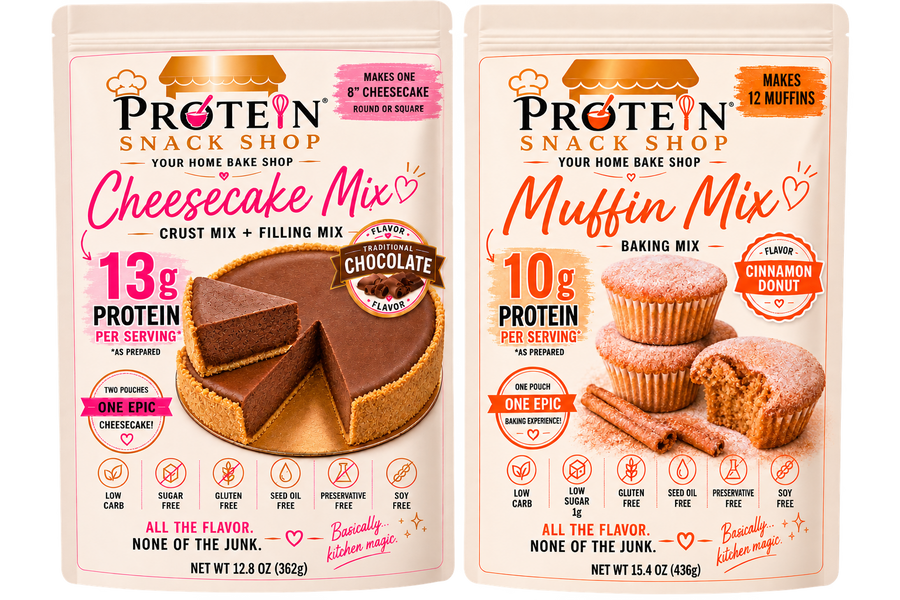 Chocolate Cheesecake & Cinnamon Donut Muffin Mixes