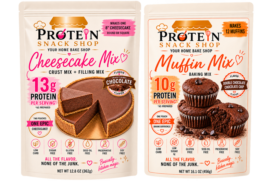 Chocolate Cheesecake & Double Chocolate Chocolate Chip Muffin Mixes