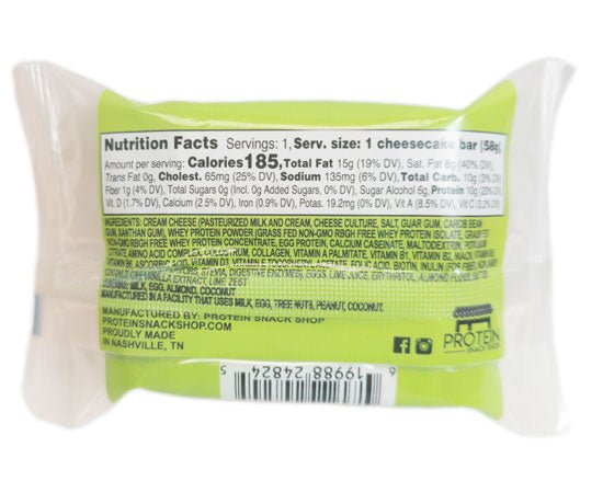 Key Lime Cheesecake, Low - Carb, Gluten - Free Protein Bar (8, 12, 20 Ct) - ProteinSnackShop