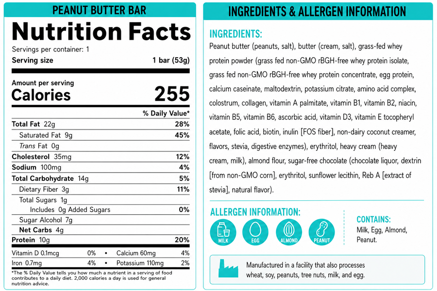 Low Carb, High-Protein, GF Peanut Butter Bar — additional product view