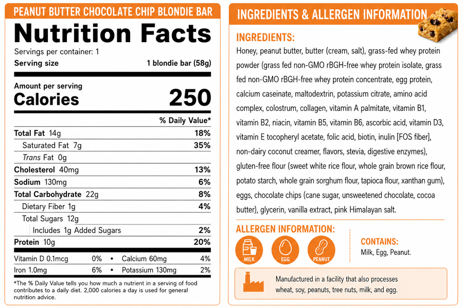 Honey-Sweetened, High-Protein, GF Peanut Butter Chocolate Chip Blondies — additional product view