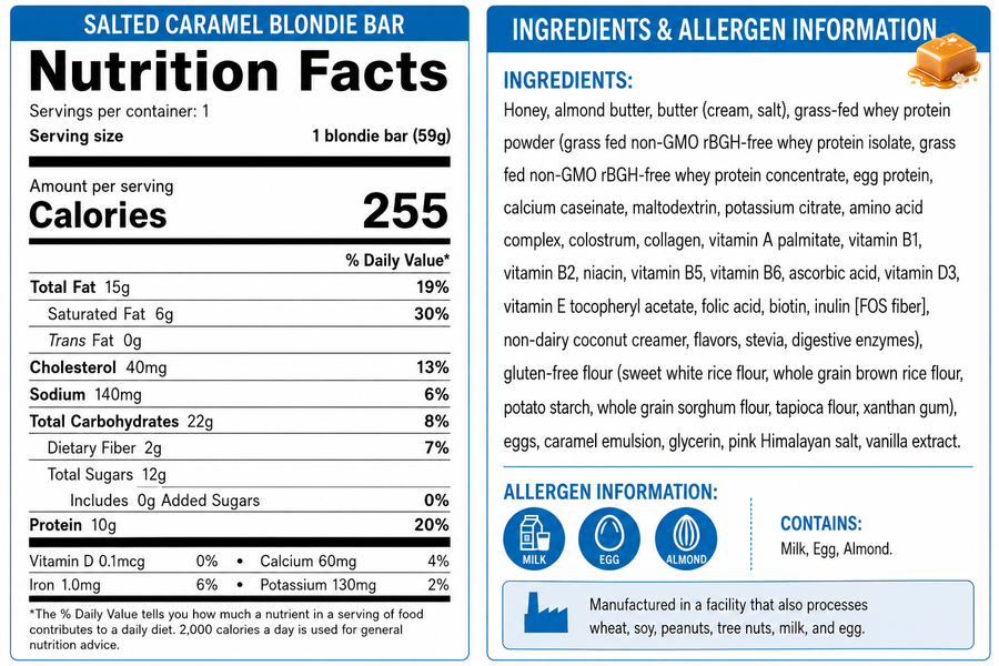 Honey-Sweetened, High-Protein, GF Salted Caramel Blondies — additional product view