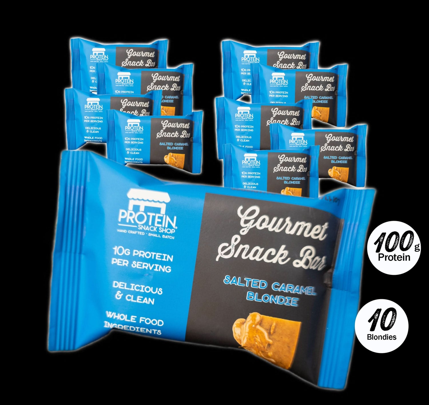 Salted Caramel Blondie, 10-Ct, Honey Sweetened, Gluten-Free, Protein Snack Bar