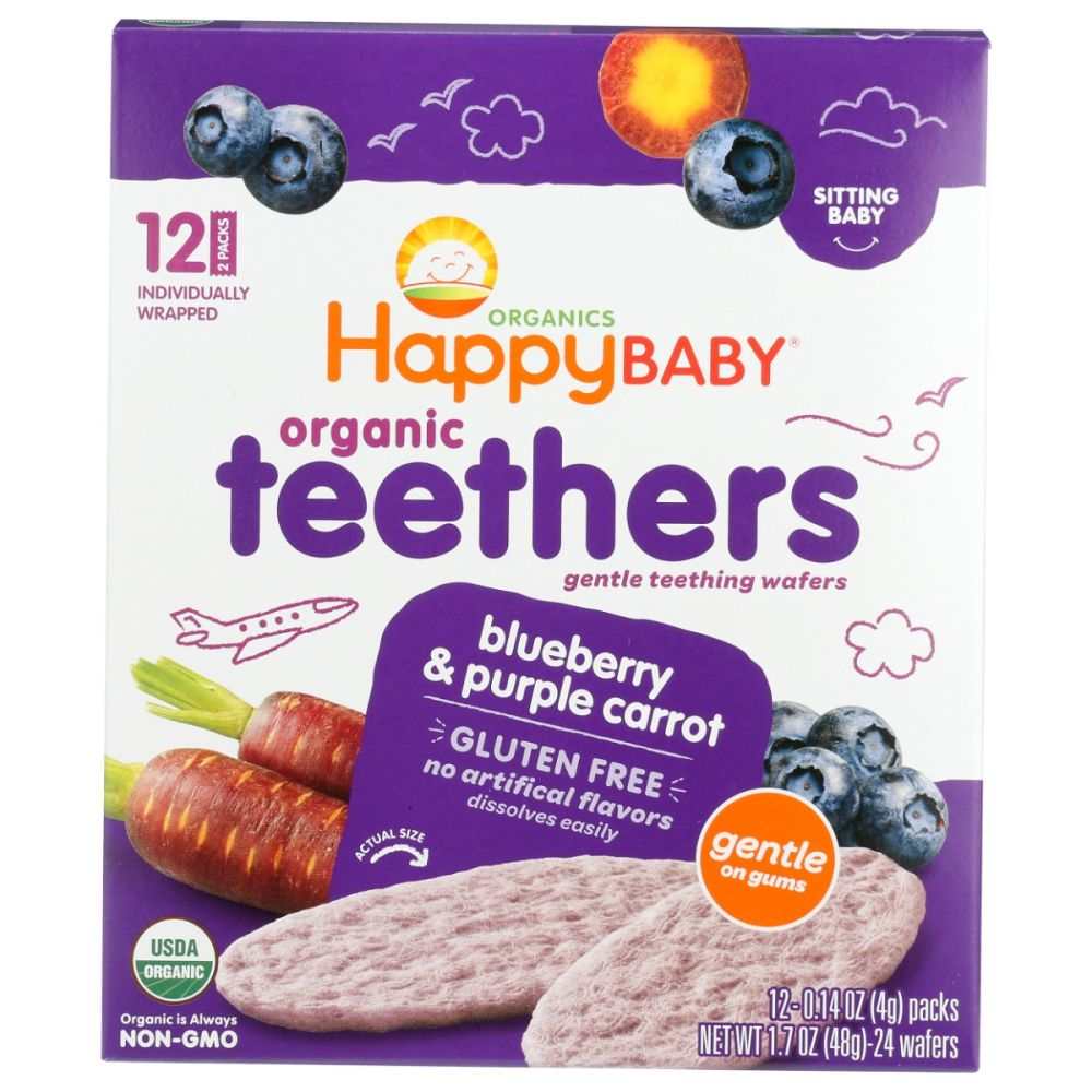 HAPPY BABY Blueberry and Purple Carrot |Teethers - Perfect First Snack