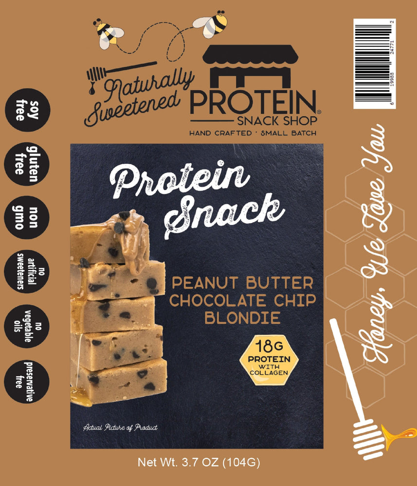 
            
                Load image into Gallery viewer, Gourmet Peanut Butter Chocolate Chip Protein Blondie Bar
            
        