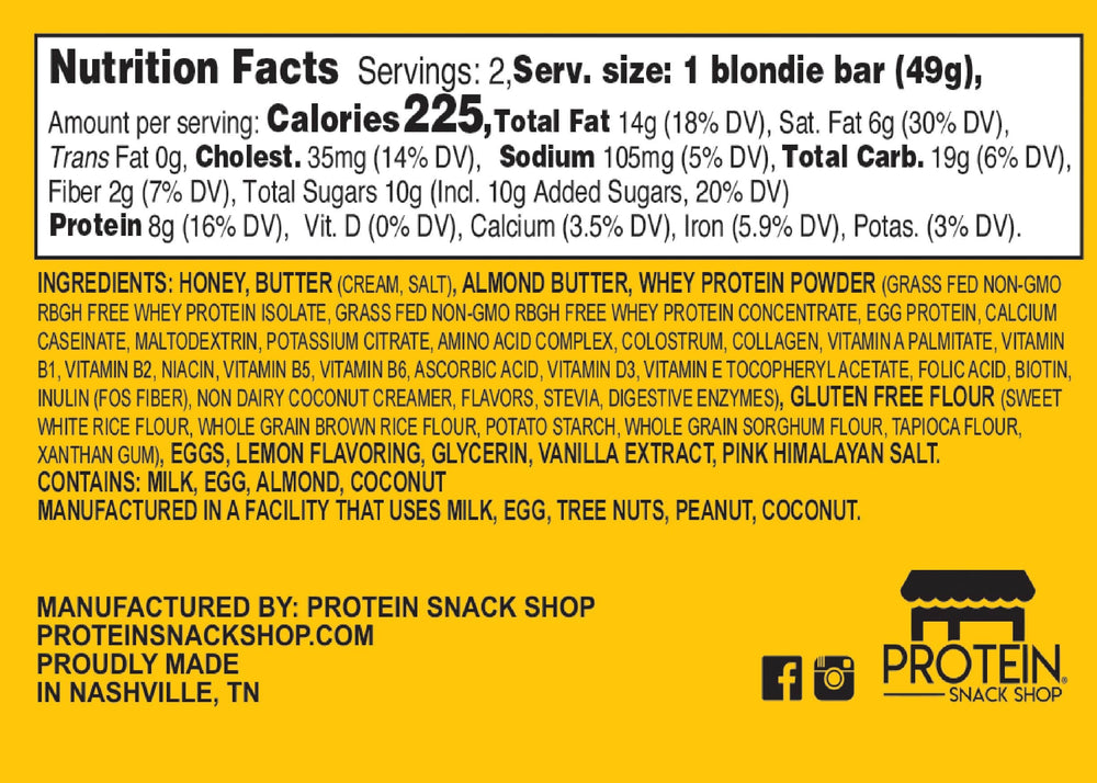 Gourmet Lemon Protein Blondie Bar
